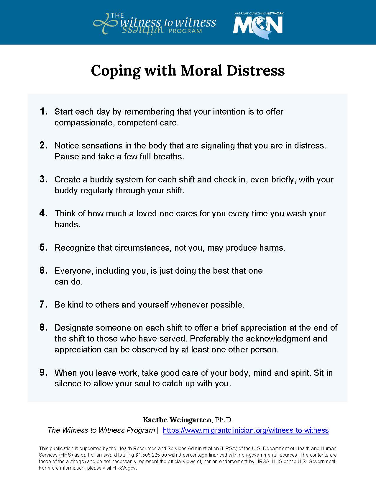 Coping with Moral Distress Handout