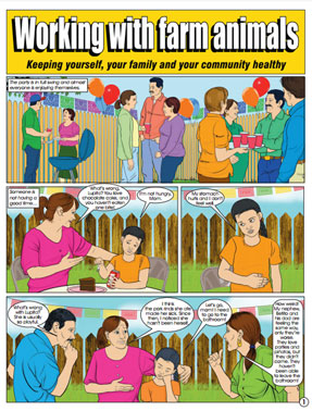 MCN Comic: Working with farm animals: Keeping Yourself, Your Family, and Your Community Healthy