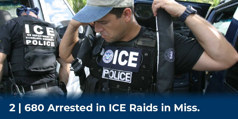 ICE agents put on equipment