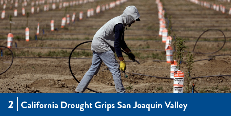 A farmworker works with irrigation equipment