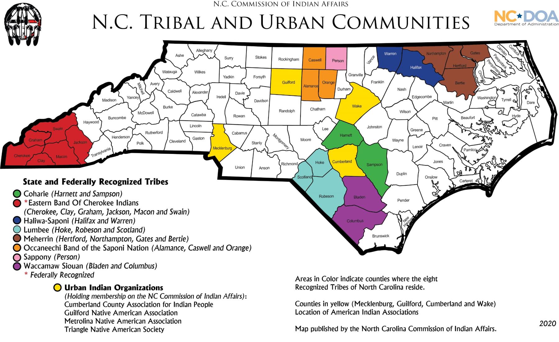 Map of N.C. Tribal and Urban Communities