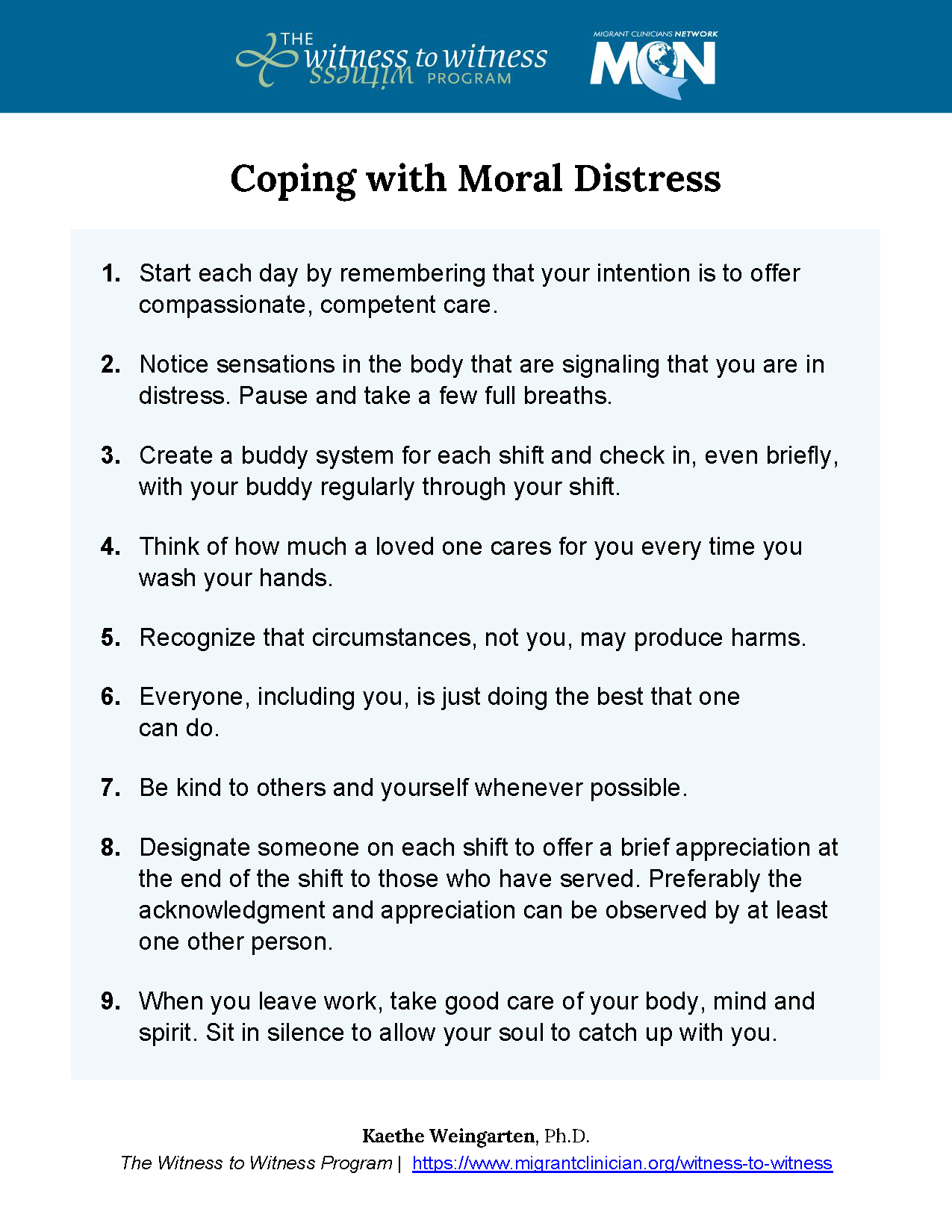 Coping with Moral Distress