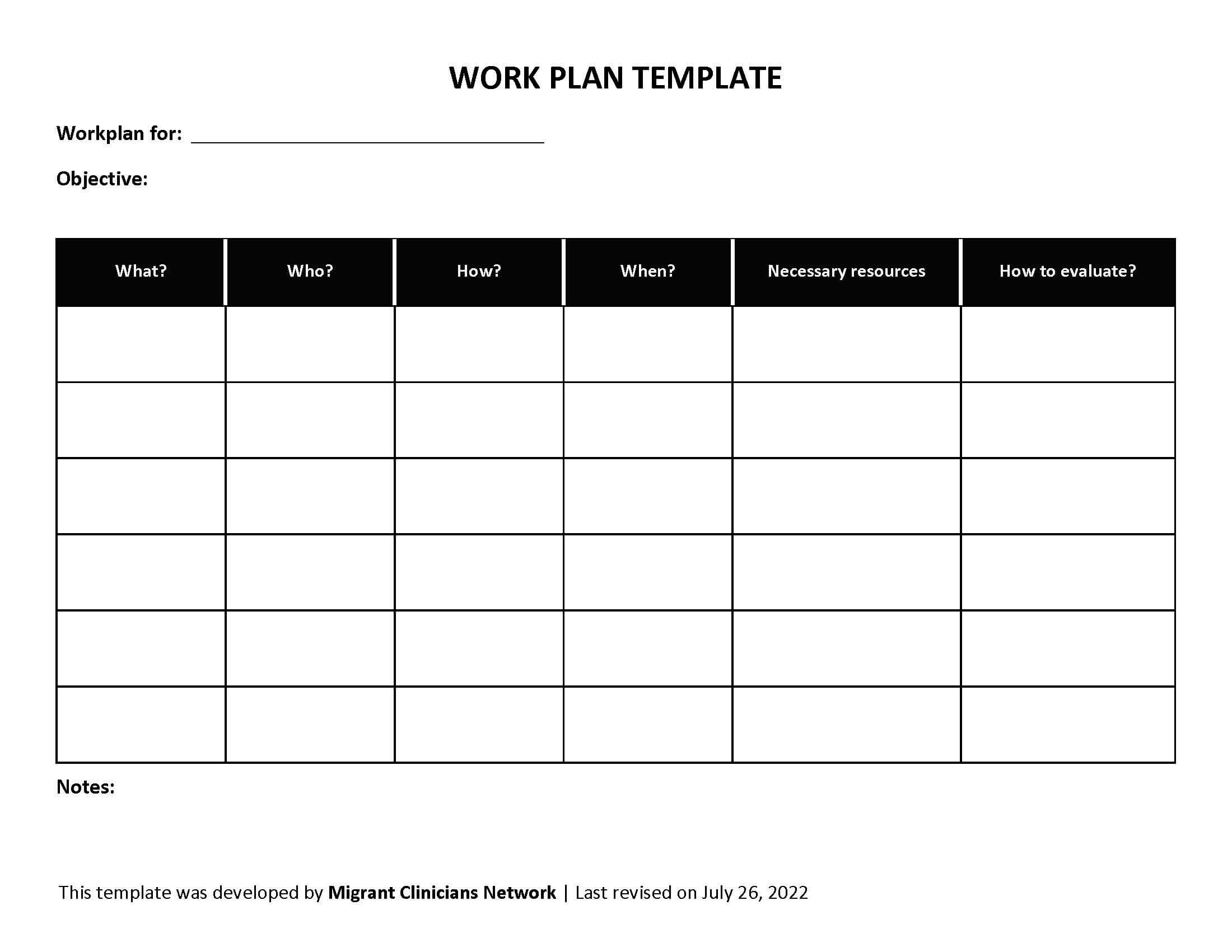 Work Plan Template