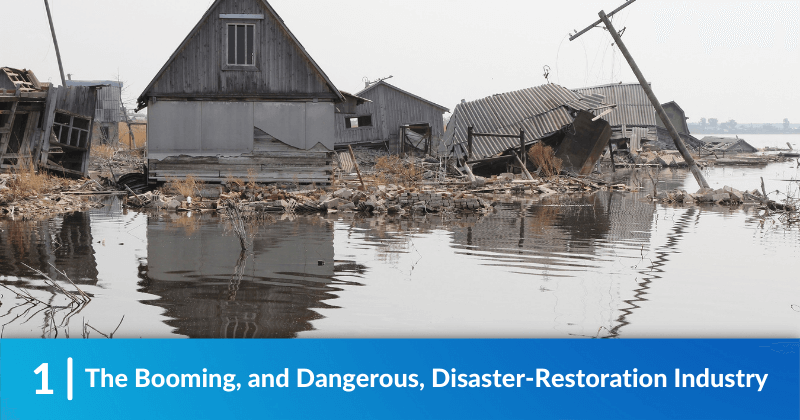 A flooded set of buildings