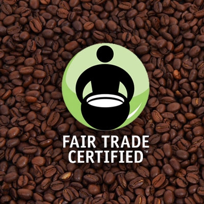 coffee beans with fair trade usa logo
