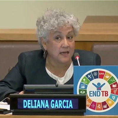 Deliana Garcia speaking on UN End TB panel